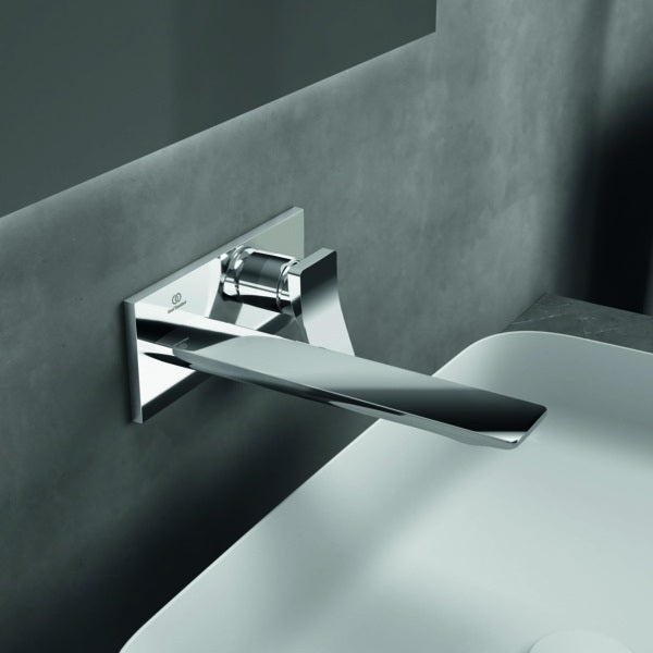 IDEAL STANDARD Conca Wand-Waschtischarmatur BS2 Brushed Gold eckige Rosette 220mm