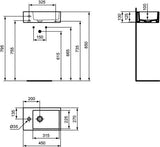 Ideal Standard Handwaschbecken Strada 450x270x130mm, 1 Hahnloch links, ohne Überlauf, Weiß