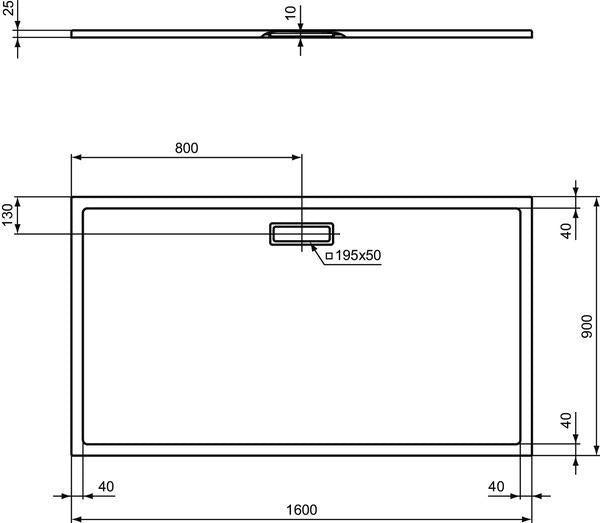 IDEAL STANDARD Ultra Flat New Rechteck-Brausewanne 1600x900x25 mm Weiß – bodenebener Einbau