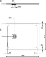 Ideal Standard Ultra Flat S+ Rechteck-Brausewanne 1000x800mm Mineralguss Weiß Matt