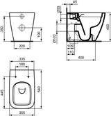 Ideal Standard i.life B Standtiefspül-WC randlos 355x540x400mm Weiß