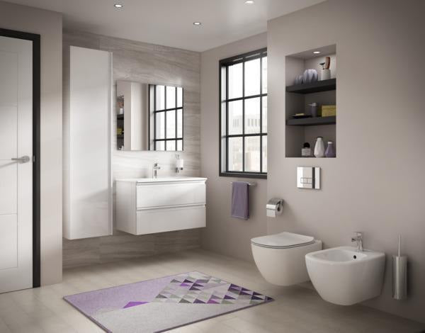 Ideal Standard Bidetarmatur Tesi Chrom 95 mm mit Ablaufgarnitur und Heißwasser-Sparfunktion