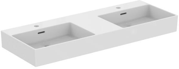 Ideal Standard Doppel-Waschtisch Extra 1215 mm, 2x 1 Hahnloch, mit Überlauf, Weiß