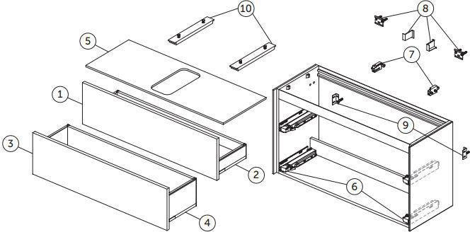 IDEAL STANDARD Conca Waschtischunterschrank 1002 mm, 2 Auszüge, Push-Open, Weiß Matt