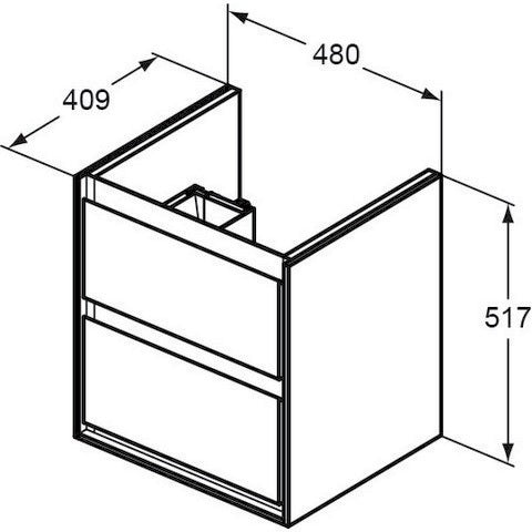 Ideal Standard Connect Air Schubladenfront oben für WTU 480 mm, Weiß glänzend/matt