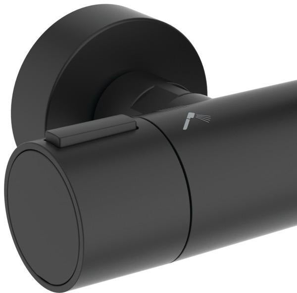 Ideal Standard Duschsystem Ceratherm Alu+ mit Thermostat, Kopf- und Handbrause, 2 Ablagen, Silber