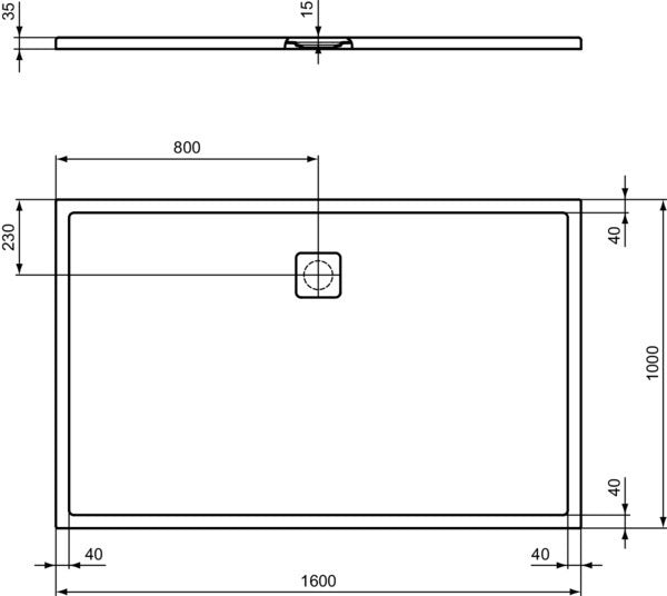 IDEAL STANDARD Ultra Flat Evo Rechteck-Brausewanne 1600x1000x35 mm Seidenweiß