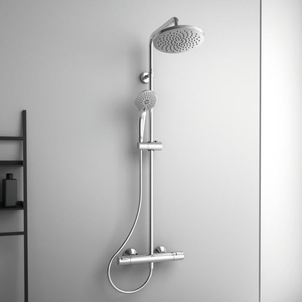 Ideal Standard Duschsystem Ceratherm T25 mit Brausethermostat, Kopf- und Handbrause, Chrom