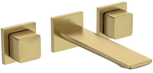 Ideal Standard Conca Wand-Waschtischarmatur, zweigriffig, Ausladung 180 mm, Brushed Gold