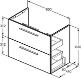 Ideal Standard i.life A Möbelpaket mit Waschtisch 80 cm und Unterschrank, Weiß matt, Chrom Griff