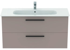 Ideal Standard i.life A Waschtischset 1240 mm mit Unterschrank und schwarzem Griff, Weiß Matt