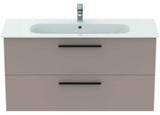 Ideal Standard i.life A Waschtischset 1240 mm mit Unterschrank und schwarzem Griff, Weiß Matt