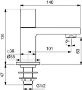 IDEAL STANDARD Extra Standventil DN 15 mit 101 mm Ausladung in Chrom – keramische Dichtscheiben
