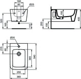Ideal Standard Blend Cube Wand-Bidet 360x540x250 mm Weiß, 1 Hahnloch, Keramik