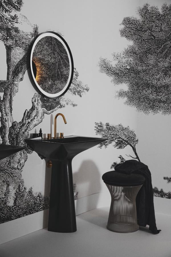 Ideal Standard Säulenwaschtisch Tipo-Z 740x470x900 mm Schwarz mit 3 Hahnlöchern und Überlauf