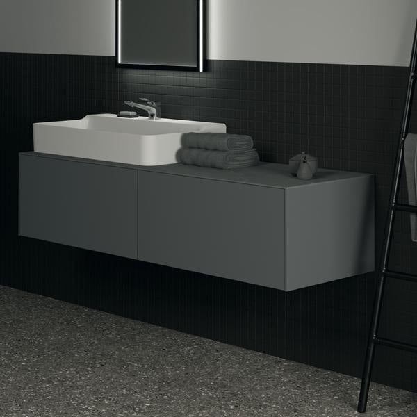 Ideal Standard Waschtischplatte Conca aus Keramik, 1587x505x6 mm, Pietra Grau – Feinsteinzeug, Design Roberto Palomba