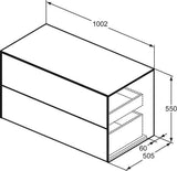Ideal Standard Conca Waschtischunterschrank 1002 mm, 2 Auszüge, Sunset matt, wandhängend