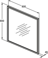 IDEAL STANDARD Conca Wandspiegel eckig 600x600 mm mit LED-Beleuchtung und Aluminiumrahmen