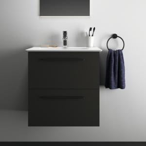 Ideal Standard i.life A Waschtisch-Set 60 cm mit Unterschrank, weiß matt, schwarzer Griff