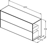 Ideal Standard WT-Unterschrank Conca, 2 Auszüge, ohne Ausschnitt, 1202x373x550 mm, Weiß