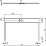Ideal Standard Ultra Flat S i.life Rechteck-Brausewanne 1400x900x30 mm Carraraweiß, Mineralguss mit Rutschhemmung