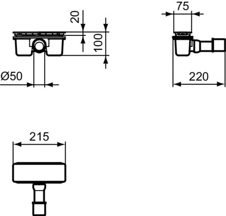 Ideal Standard Ablaufgarnitur Ultra Flat New D40/50 glatt Weiß – flache Bauhöhe, Chrom-Stöpsel