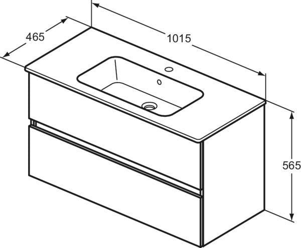 IDEAL STANDARD Möbelpaket Eurovit+ mit Waschtisch 101 cm und Unterschrank 100 cm, 2 Auszüge, Weiß/Hellgrau