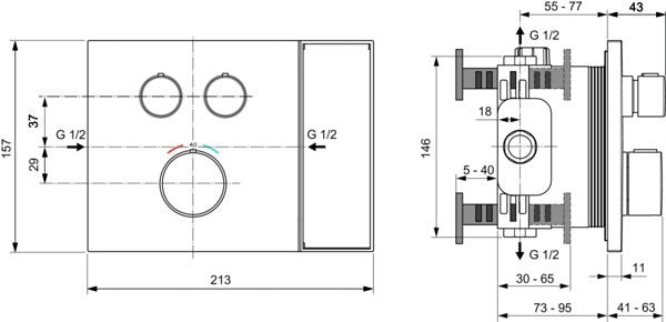 Ideal Standard Ceratherm Navigo Solos Brausethermostat Armaturen-Paket 02 CTherm, KB, HB Brushed Gold