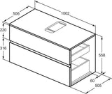 Ideal Standard Finesse Waschtischunterschrank 1002 mm, 2 Auszüge, Greige matt, wandhängend