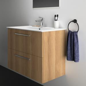 Ideal Standard i.life A Möbelpaket mit Waschtisch 80 cm und Unterschrank, Weiß matt, Chrom Griff