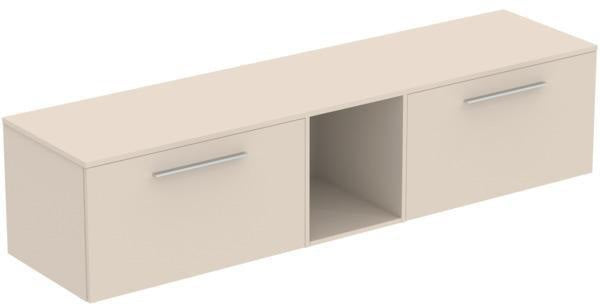 Ideal Standard i.life B Möbel-Set 200 cm mit 2 Auszügen und offenem Fach in Chrom Weiß matt