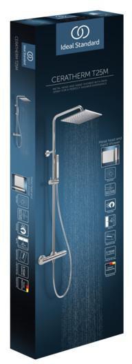 Ideal Standard Duschsystem Ceratherm T25 M mit Thermostat, Hand- und Kopfbrause, Chrom