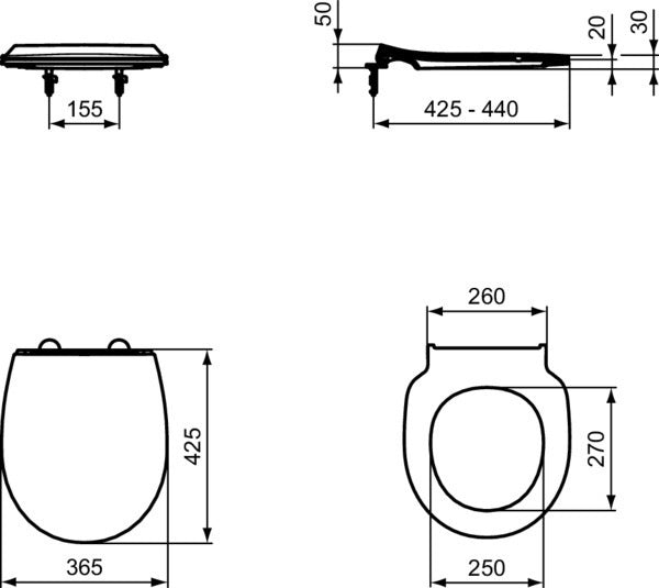 Ideal Standard WC-Sitz Tirso Sandwich Softclose Antibakteriell Weiß