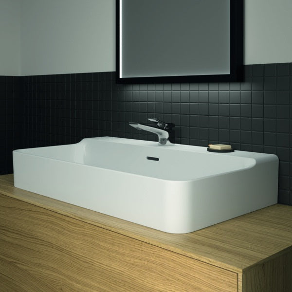 Ideal Standard Conca Aufsatzwaschtisch 800x450x165mm, 1 Hahnloch, mit Überlauf, geschliffen Weiß