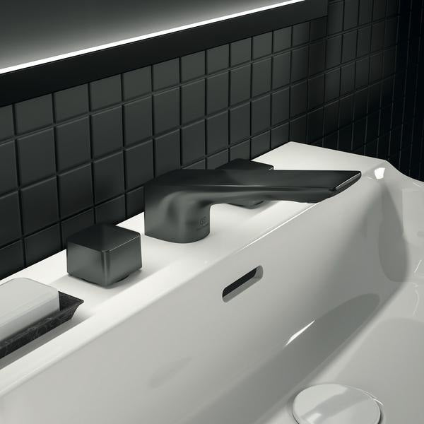 Ideal Standard Conca 3-Loch-Waschtischarmatur Brushed Gold mit Ablaufgarnitur, Ausladung 133 mm