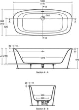 Ideal Standard Duo-Badewanne Dea freistehend 1900x900mm mit Ablauf und Überlauf in Weiß
