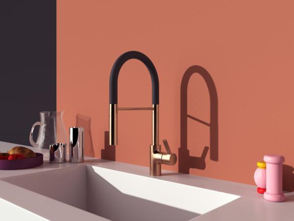 IDEAL STANDARD Gusto Küchenarmatur Semi-Pro 225 mm 2F-Brause Sunset Rose
