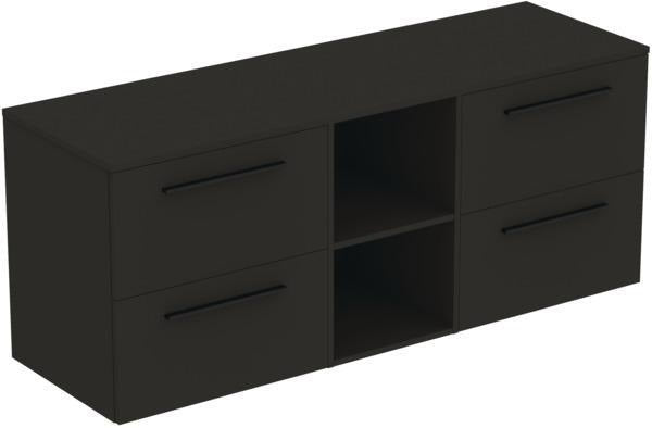 Ideal Standard i.life B Möbel-Set 160 cm – 4 Auszüge, 2 offene Fächer, Gr. Schwarz Weiß matt