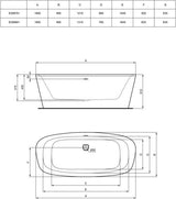 Ideal Standard Duo-Badewanne Dea freistehend 1900x900mm mit Ablauf und Überlauf in Weiß