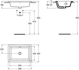 Ideal Standard Einbauwaschtisch Strada 595x435x170 mm Weiß, ohne Hahnloch, mit Überlauf