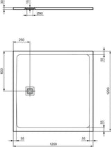 Ideal Standard Ultra Flat S+ Quadrat-Brausewanne 1200x1200mm Mineralguss Weiß Matt