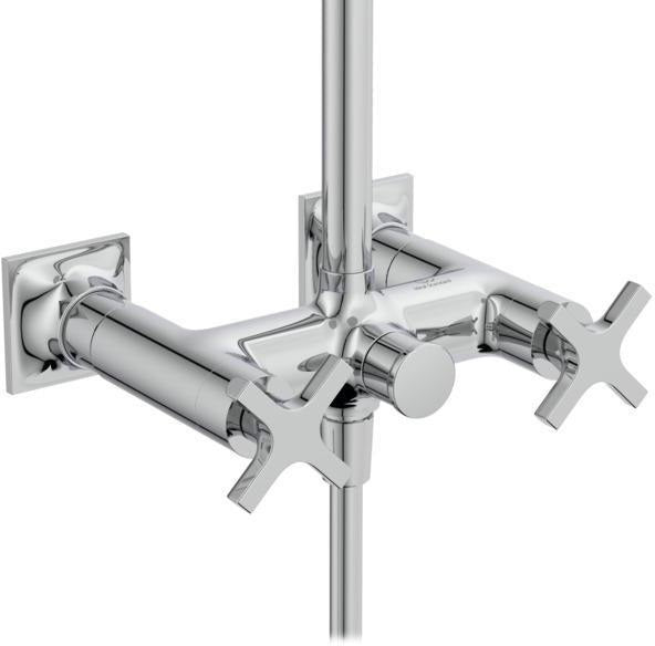 Ideal Standard Duschsystem Joy Neo mit Brausearmatur, Kreuzgriffen und Kopfbrause in Chrom