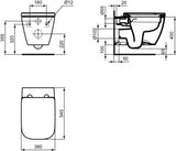 Ideal Standard i.life B WC-Paket randlos mit WC-Sitz SmartGuard 36x54x38 cm Weiß