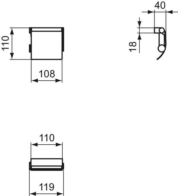 Ideal Standard Connect Papierrollenhalter mit Deckel Chrom – Wandmontage, Messing verchromt