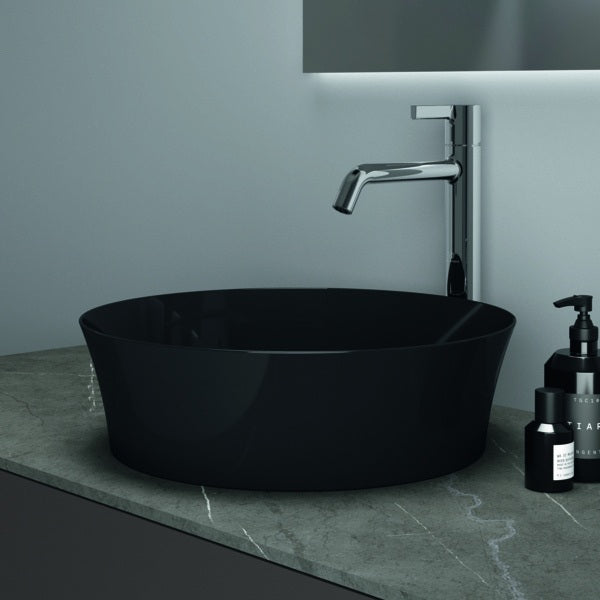 Ideal Standard Ipalyss Aufsatzwaschbecken 400x400mm Schwarz ohne Hahnloch ohne Überlauf