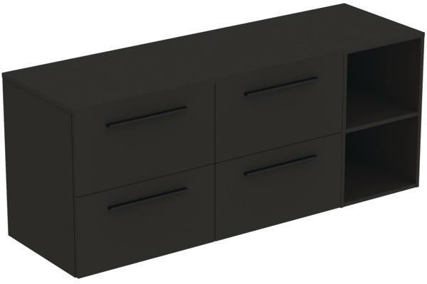 Ideal Standard i.life B Möbel-Set 160 cm – 4 Auszüge, 2 offene Fächer, Gr. Schwarz Weiß matt