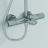 Ideal Standard Duschsystem Ceratherm T100 mit Badethermostat Chrom – Verbrühschutz, Regenkopfbrause
