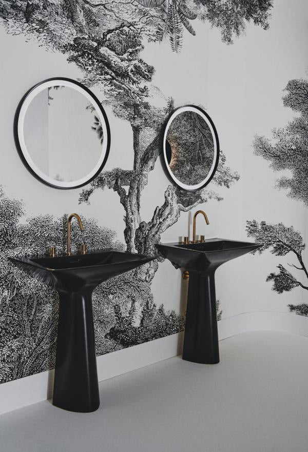 Ideal Standard Säulenwaschtisch Tipo-Z 740x470x900 mm Schwarz mit 3 Hahnlöchern und Überlauf