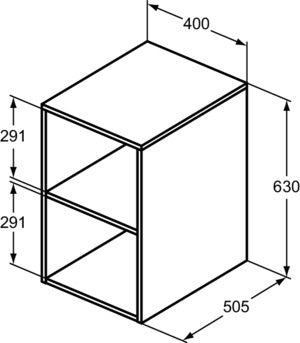 IDEAL STANDARD i.life B Seitenelement 400x505x630 mm Coffee Oak, 2 offene Fächer, Melamin