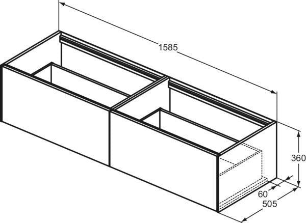 Ideal Standard WT-Unterschrank Conca, 2 Auszüge, ohne Platte, 1585 mm, Anthrazit
